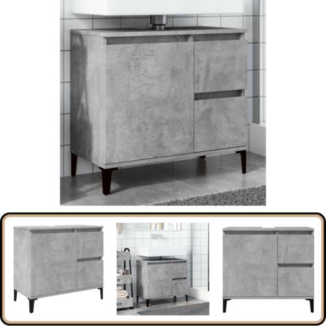 vidaXL Waschbeckenunterschrank Betongrau 65x33x60 cm Holzwerkstoff