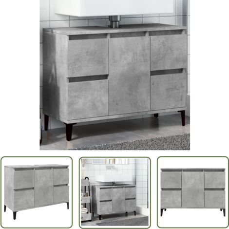 vidaXL Waschbeckenunterschrank Betongrau 80x33x60 cm Holzwerkstoff