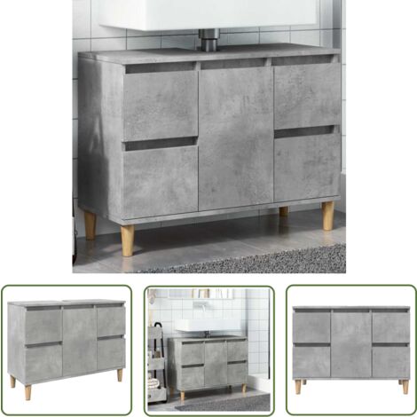 vidaXL Waschbeckenunterschrank Betongrau 80x33x60 cm Holzwerkstoff
