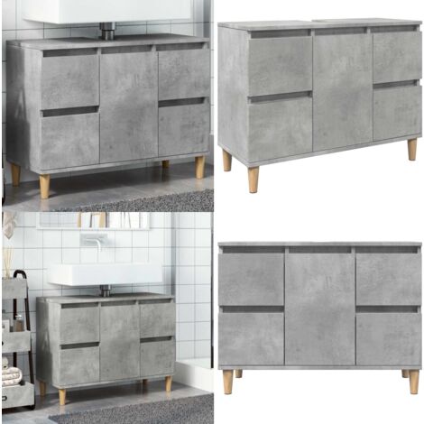 vidaXL Waschbeckenunterschrank Betongrau 80x33x60 cm Holzwerkstoff