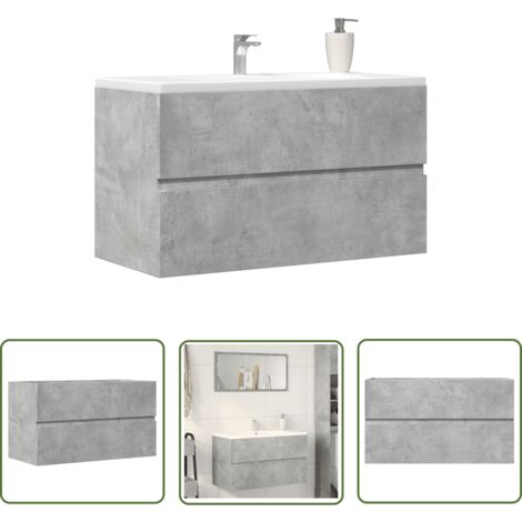 vidaXL Waschbeckenunterschrank Betongrau 90x38,5x45 cm Holzwerkstoff