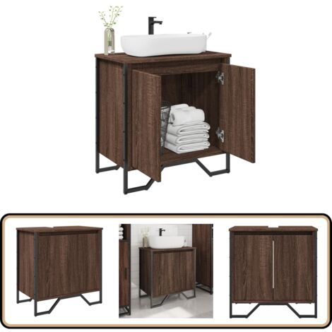 vidaXL Waschbeckenunterschrank Braun Eichen-Optik 60x35x60 cm