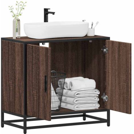 vidaXL Waschbeckenunterschrank Braun Eichen-Optik 65x33x60 cm
