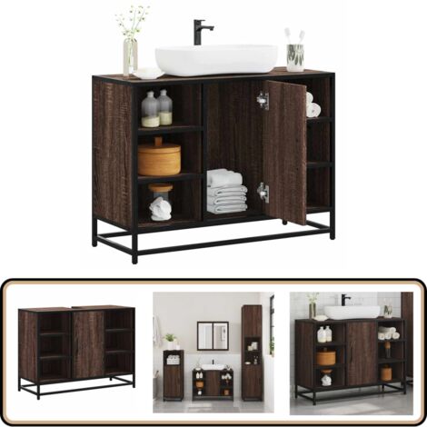 vidaXL Waschbeckenunterschrank Braun Eichen-Optik 80x33x60 cm