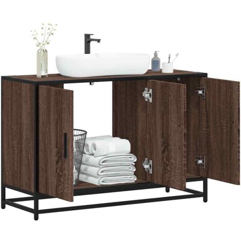 vidaXL Waschbeckenunterschrank Braun Eichen-Optik 90x33x60 cm