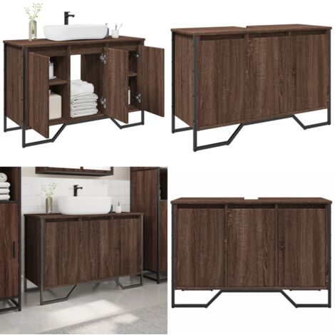vidaXL Waschbeckenunterschrank Braun Eichen-Optik 91x35x60 cm
