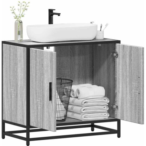 vidaXL Waschbeckenunterschrank Grau Sonoma 65x33x60 cm Holzwerkstoff