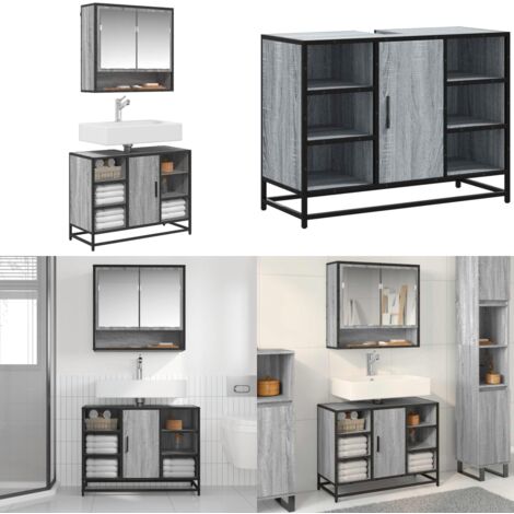 vidaXL Waschbeckenunterschrank Grau Sonoma 80x33x60 cm Holzwerkstoff