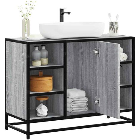 vidaXL Waschbeckenunterschrank Grau Sonoma 80x33x60 cm Holzwerkstoff
