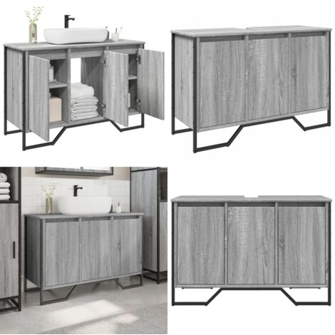 vidaXL Waschbeckenunterschrank Grau Sonoma 91x35x60 cm Holzwerkstoff