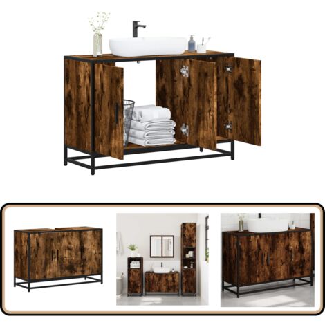 vidaXL Waschbeckenunterschrank Räuchereiche 90x33x60 cm Holzwerkstoff