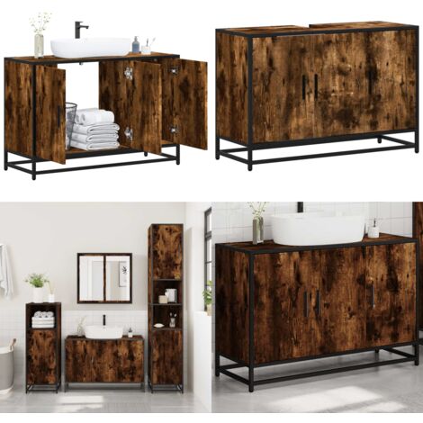 vidaXL Waschbeckenunterschrank Räuchereiche 90x33x60 cm Holzwerkstoff