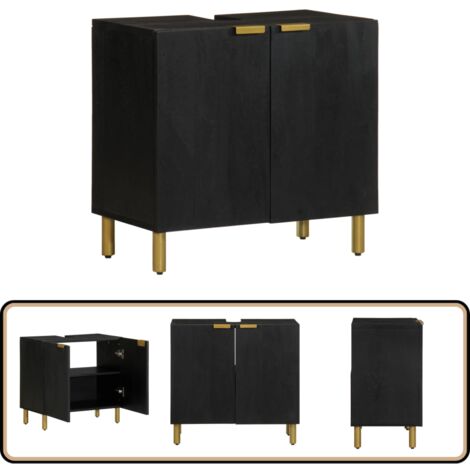 vidaXL Waschbeckenunterschrank Schwarz 62x33x58 cm Holzwerkstoff