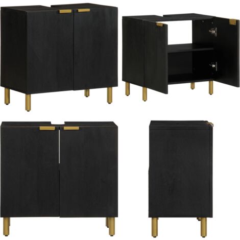 vidaXL Waschbeckenunterschrank Schwarz 62x33x58 cm Holzwerkstoff
