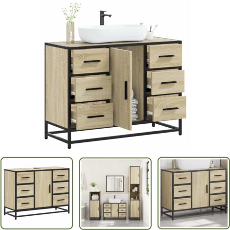 vidaXL Waschbeckenunterschrank Sonoma-Eiche 80x33x60 cm Holzwerkstoff
