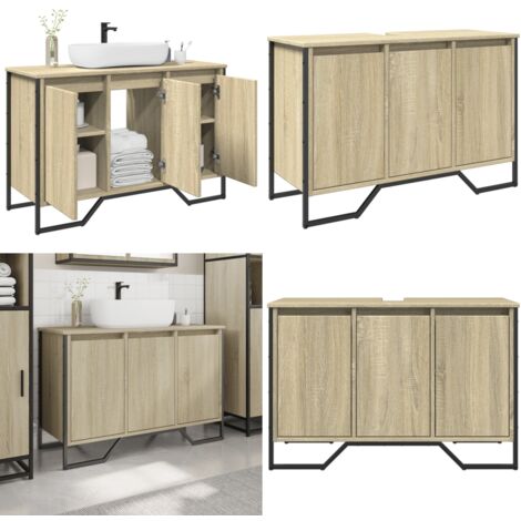 vidaXL Waschbeckenunterschrank Sonoma-Eiche 91x35x60 cm Holzwerkstoff