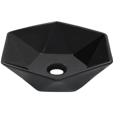 vidaXL Wash Basin 41x36.5x12cm Ceramic Bathroom Washroom Bowl Sink Black/White
