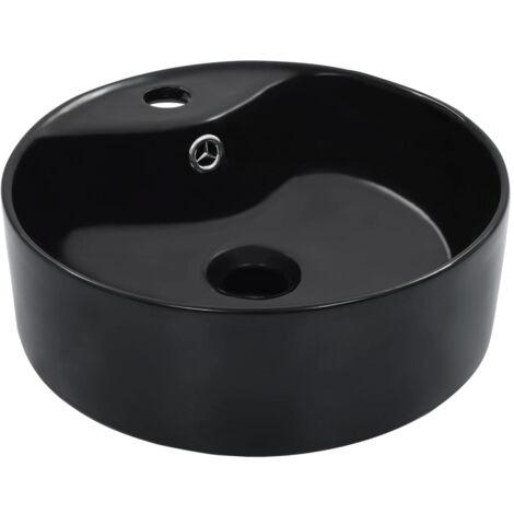 vidaXL Wash Basin with Overflow 36x13 cm Ceramic Black
