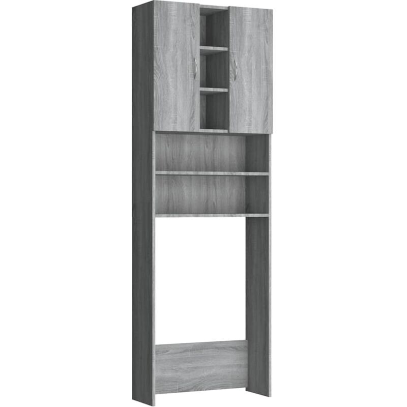 Washing Machine Cabinet Grey Sonoma 64x25.5x190 Cm Vidaxl