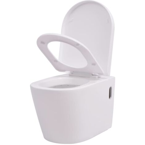 vidaXL WC Sospeso in Ceramica Bianca