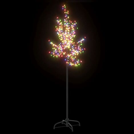 vidaXL Weihnachtsbaum 220 LEDs Bunt Kirschblüten 220 cm - Schwarz