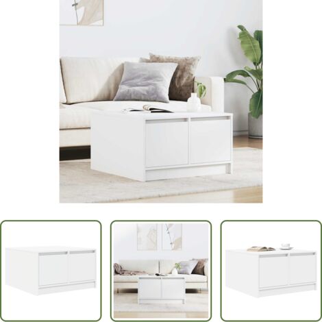 vidaXL Weiß Couchtisch - Couchtisch mit Schubladen Weiß 70,5x70x40 cm