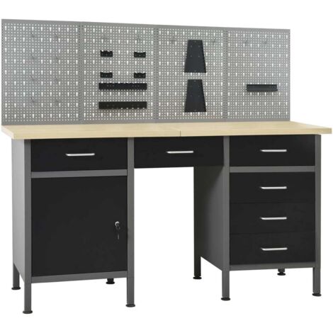 vidaXL Werkbank mit 4 Wandpanelen