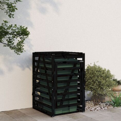 vidaXL Wheelie Bin Storage Black 84x90x128,5 cm Solid Wood Pine