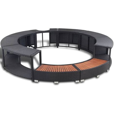 vidaXL Whirlpool-Umrandung Schwarz Poly-Rattan