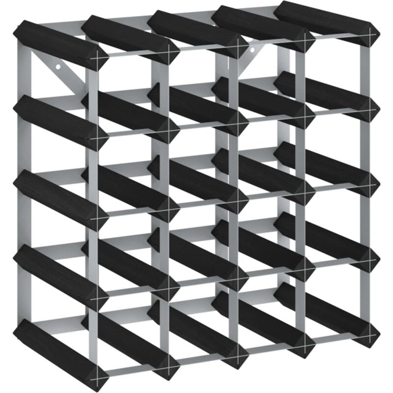 Wine Rack for 20 Bottles Black Solid Pine Wood vidaXL