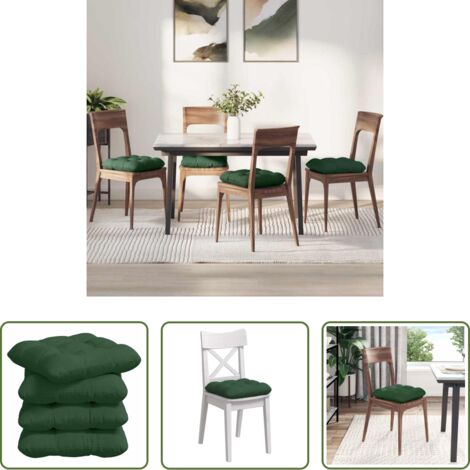 vidaXL Wohnzimmer -  Sitzkissen 4 pcs Dunkelgrün 40 x 40 cm Cordstoff