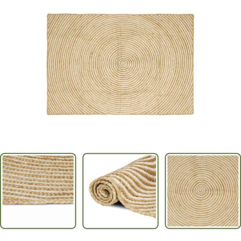 vidaXL Wohnzimmer -  Teppich Natürlich und Weiß 140 x 200 cm Jute