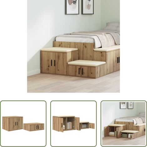 vidaXL Wohnzimmermöbel -  Aufbewahrungsschrank 2 pcs Artisan-Eiche 127 x 41 x 40 cm