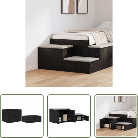 vidaXL Wohnzimmermöbel -  Aufbewahrungsschrank 2 pcs Schwarz Eichen-Optik