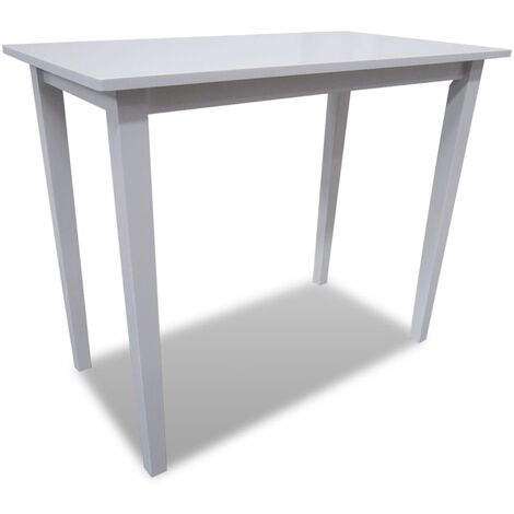 Vidaxl – Table de bar en bois blanc – 1 table – Pieds en bois d'hévéa – Facile à nettoyer – Design élégant pour cuisine ou salle à manger