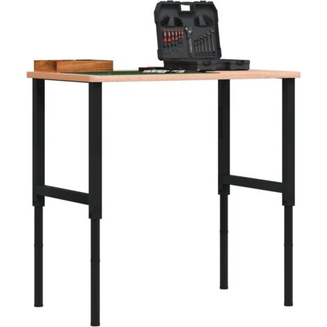 vidaXL Workbench 100x60x(71,5-98) cm Solid Wood Beech Rectangular