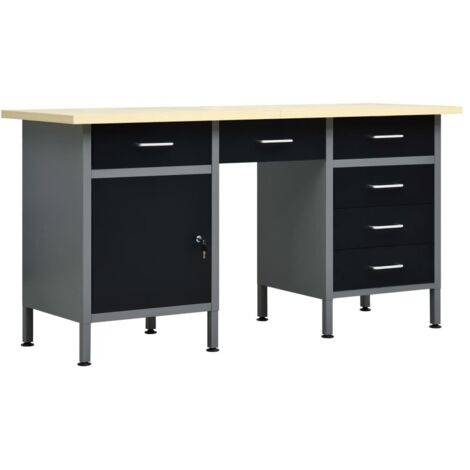 vidaXL Workbench Black 160x60x85 cm Steel