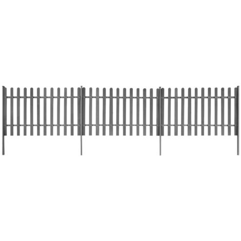 Picket Fence with Posts 3 pcs WPC 600x100 cm