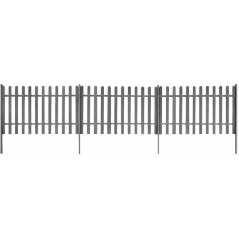 Picket Fence with Posts 3 pcs WPC 600x120 cm