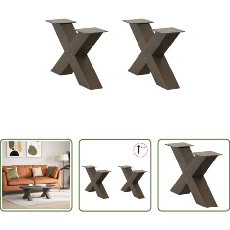 vidaXL X-Form -  Couchtischbeine X-Form 2 Stk. Naturstahl 50x(30-31) cm Stahl