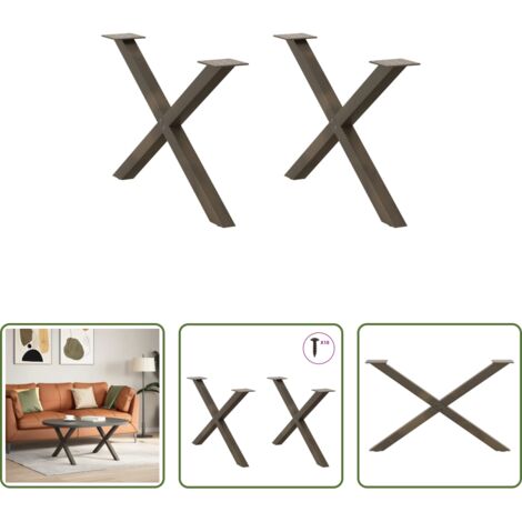 vidaXL X-Form -  Couchtischbeine X-Form 2 Stk. Naturstahl 70x(42-43) cm Stahl