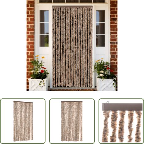 vidaXL Zanzare -  Tenda Antimosche Beige e Marrone Scuro 100x200 cm in Ciniglia