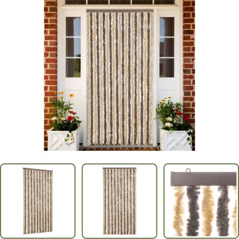vidaXL Zanzare -  Tenda Antimosche Marrone Scuro e Beige 90x220 cm in Ciniglia