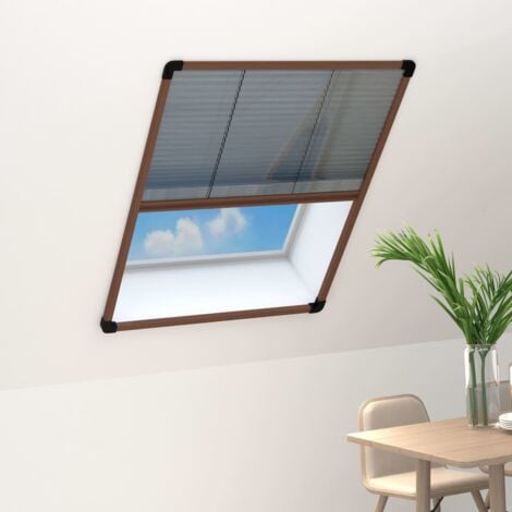 vidaXL Zanzariera Plissettata Finestre in Alluminio Marrone 80x120 cm