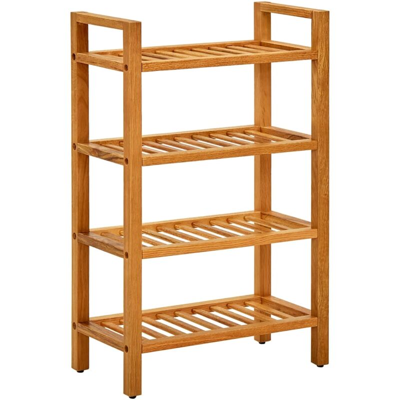 

vidaXL Zapatero con 4 estantes madera maciza de roble 50x27x80 cm - Marrón