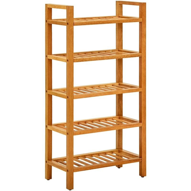 

vidaXL Zapatero con 5 estantes madera maciza de roble 50x27x100 cm - Marrón
