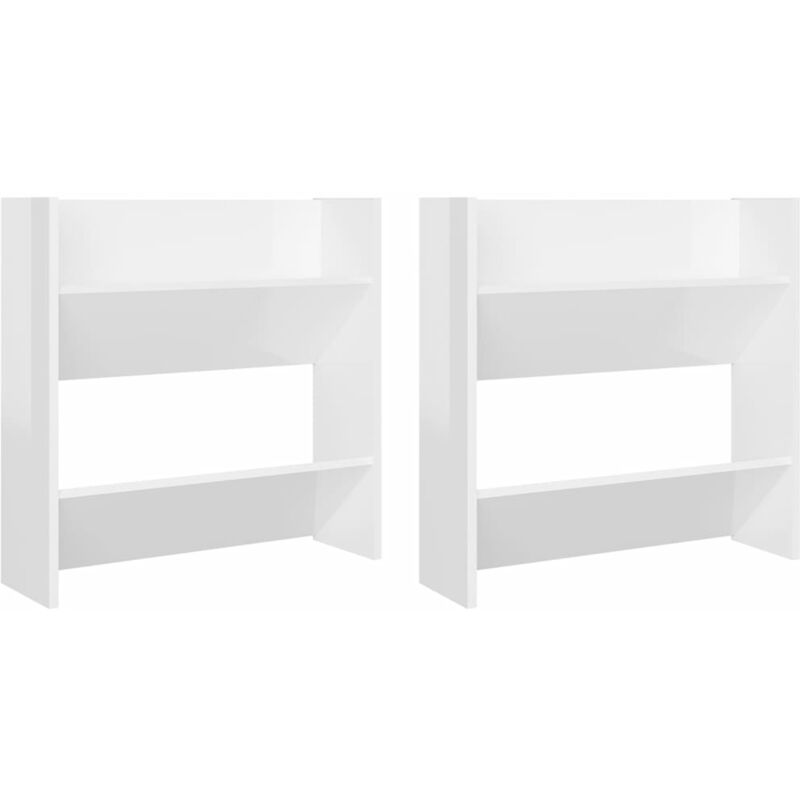

Zapatero de pared 2 uds aglomerado blanco brillante 60x18x60 cm - Blanco - Vidaxl