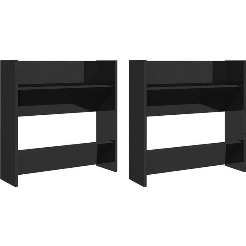 

Zapatero de pared 2 uds negro brillante aglomerado 60x18x60 cm - Negro - Vidaxl