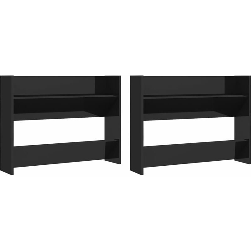 

Zapatero de pared 2 uds negro brillante aglomerado 80x18x60 cm - Negro - Vidaxl