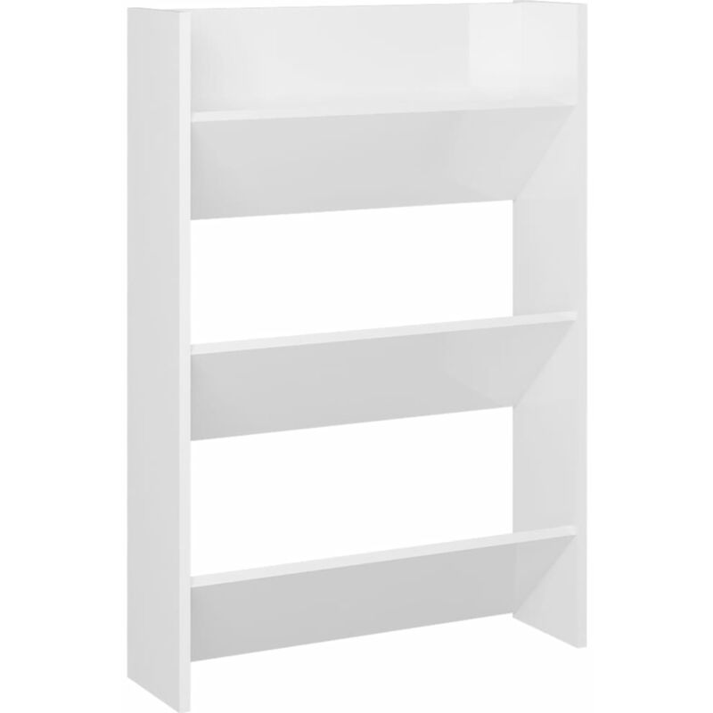 

Vidaxl - Zapatero de pared aglomerado blanco brillante 60x18x90 cm - Blanco